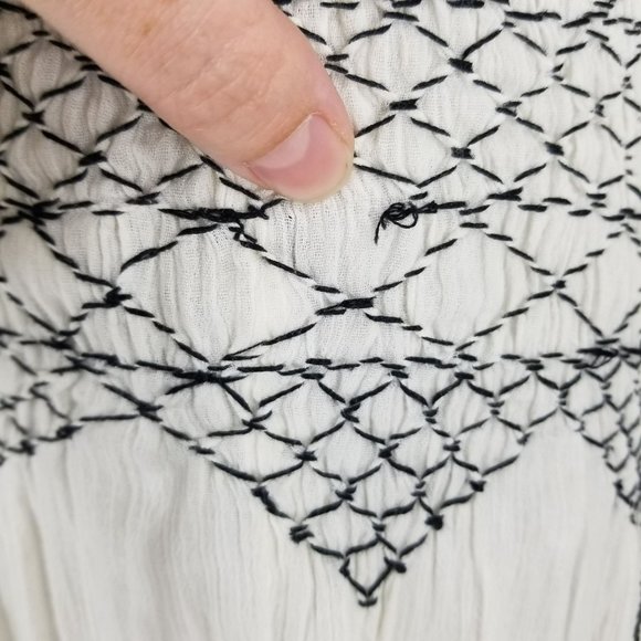 Ulla Johnson Samira White Black Red Embroidered Long Sleeve Mini Boho Dress - Picture 9 of 15